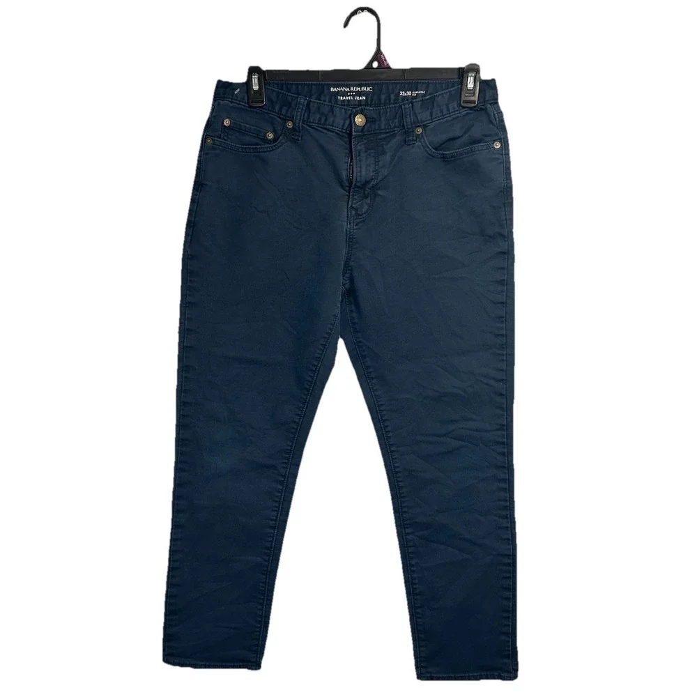 Banana Republic Travel Jean Athletic Fit Navy Blue Men's 33x27 Stretch‎ Preppy